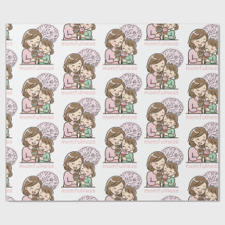 Momfulness Cute Mother Daughter Ice Cream Pattern Wrapping Paper