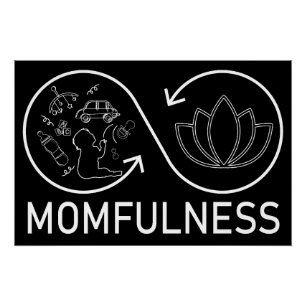 Momfulness Lotus Infinity Baby Chaos Line Art Poster
