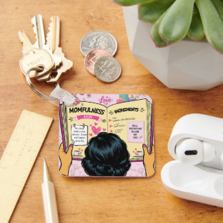 Momfulness Recipe Book Cute Comic Art Keychain