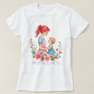 Momfulness Watercolor Mother & Child Art T-Shirt