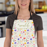 #MomLife Green Colourful Country Wildflower Patter Apron<br><div class="desc">Soft green apron lettered with #momlife and decorated with colourful wildflowers. "#momlife" is fully editable,  if you want to customize the wording. The design features whimsical handwritten lettering with a pretty watercolor pattern of meadow wild flowers. Browse my Mother's Day Wildflower Collection for more flowery cards and gifts.</div>