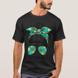 Momlife Messy Bun Scout For Girls Cookie Mom Mothe T-Shirt
