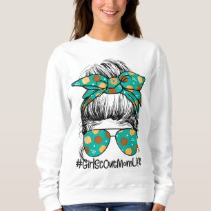 Momlife Messy Bun Scout For Girls Cookie Mom Sweatshirt