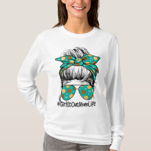 Momlife Messy Bun Scout For Girls Cookie Mom T-Shirt