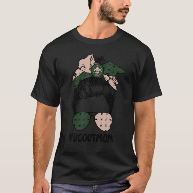 Momlife Scout For Girls Mother's Day Messy Bun Sun T-Shirt (Front)