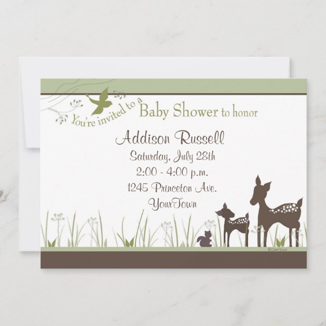 Momma and Baby Deer Shower Invitations (Front)
