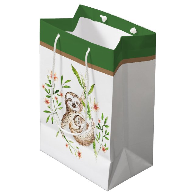 Momma and baby sloths   medium gift bag (Front Angled)
