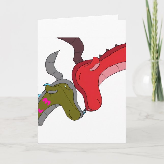 Momma & Baby Dragon Blank Inside Greeting Card (Front)