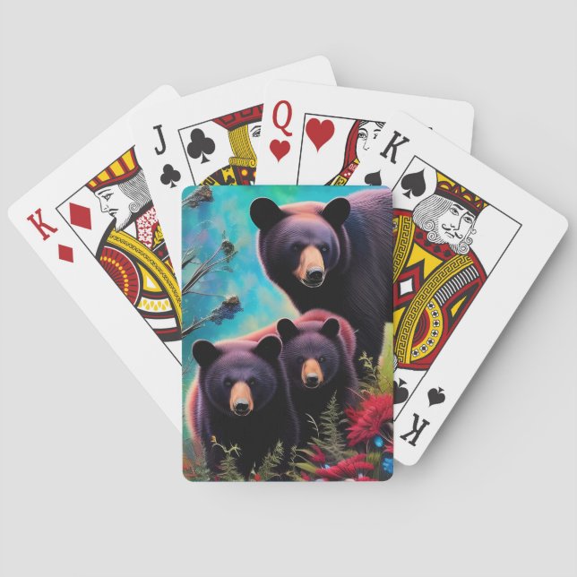 Momma Bear and cubs Playing Cards (Back)