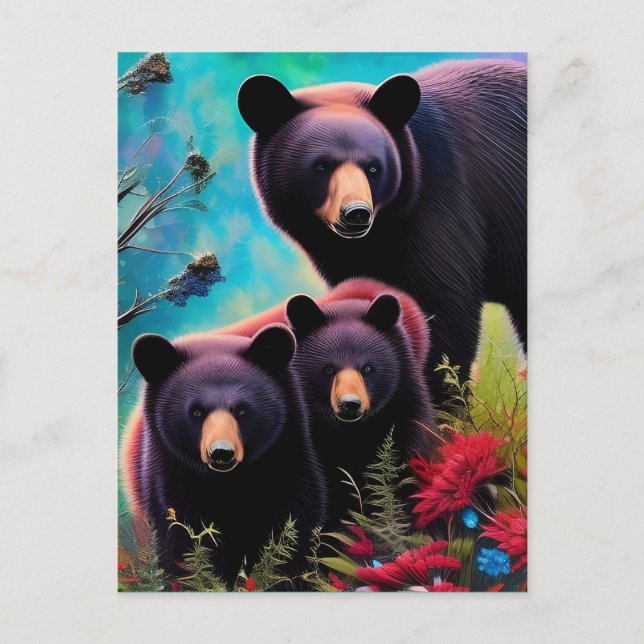 Momma Bear and cubs Postcard (Front)