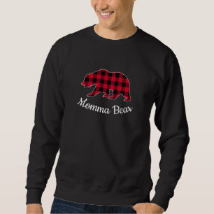 Momma Bear Christmas Pajama Red Buffalo Plaid Sweatshirt