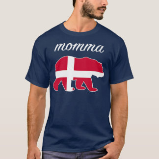 Momma Bear Denmark Flag Danish Roots Premium  T-Shirt