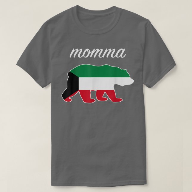 Momma Bear Kuwait Flag Kuwaiti Roots  T-Shirt (Design Front)