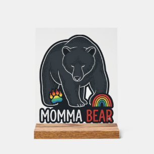Momma Bear Rainbow Vintage Engraving Shirt Design  Acrylic Sign