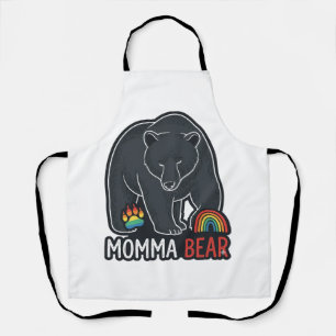 Momma Bear Rainbow Vintage Engraving Shirt Design  Apron