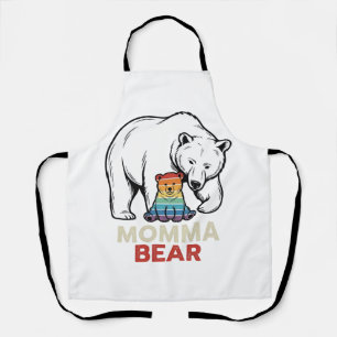 Momma Bear Rainbow Vintage Engraving Shirt Design_ Apron