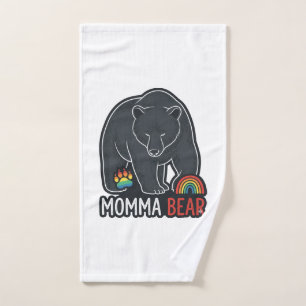 Momma Bear Rainbow Vintage Engraving Shirt Design  Hand Towel