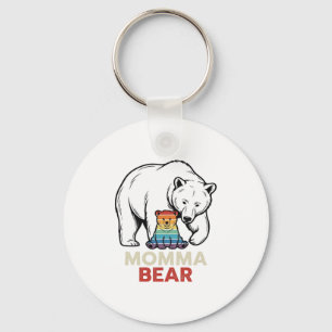 Momma Bear Rainbow Vintage Engraving Shirt Design_ Keychain