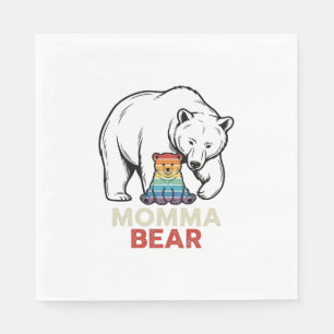 Momma Bear Rainbow Vintage Engraving Shirt Design_ Napkin