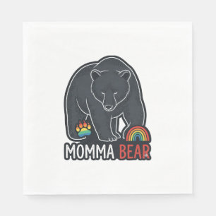 Momma Bear Rainbow Vintage Engraving Shirt Design  Napkin