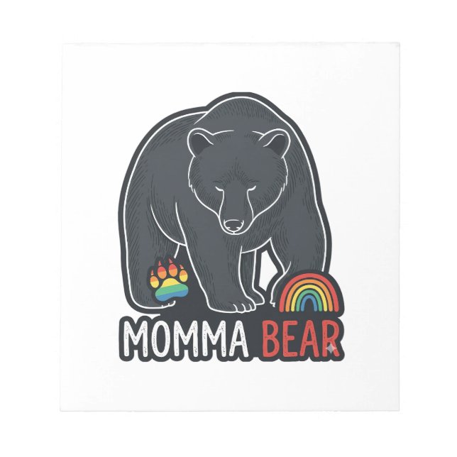 Momma Bear Rainbow Vintage Engraving Shirt Design  Notepad (Front)