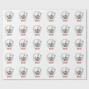 Momma Bear Rainbow Vintage Engraving Shirt Design_ Wrapping Paper