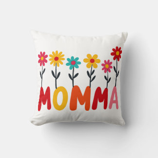 MOMMA Bloom – Whimsical Floral Hand-Drawn Art Throw Pillow