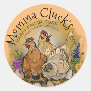 Momma Cluck's Farm Oeufs frais Étiquettes