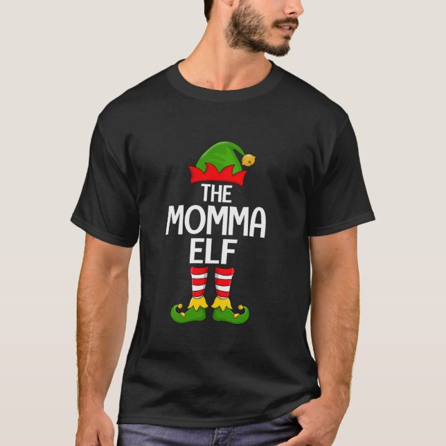 Momma Elf Xmas Matching Family Elf Squad Christmas T-Shirt (Front)