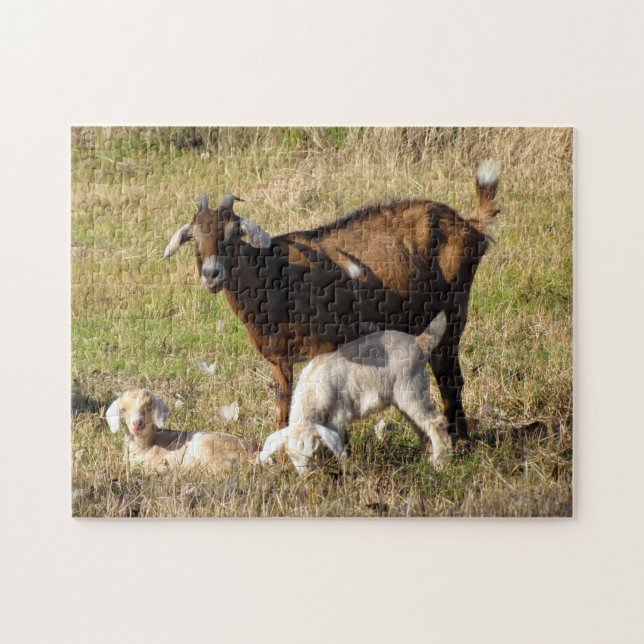 Momma et bébé chèvres Puzzle (Horizontal)