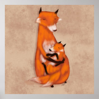 Momma Fox and Baby Poster