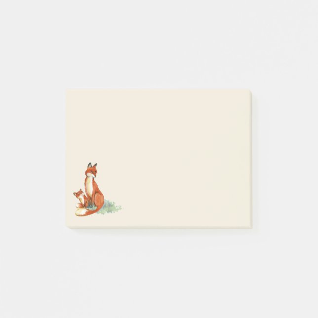 Momma Fox and Baby Watercolor Illustration Post-it Notes (Front)