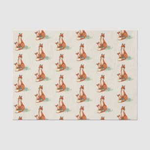 Momma Fox and Baby Watercolor Illustration Tissue Paper