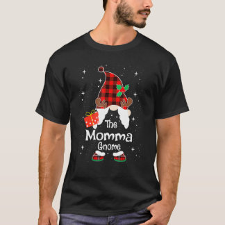 Momma Gnome Buffalo Plaid Matching Family Christma T-Shirt