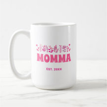 Momma Groovy Flower Vintage Pink Floral Custom Mom