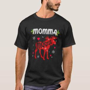 Momma Moose Heart Christmas Family Matching Xmas P T-Shirt