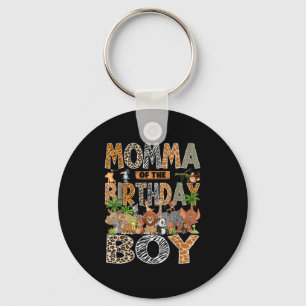 Momma Of The Birthday Boy Safari Zoo Jungle Animal Keychain