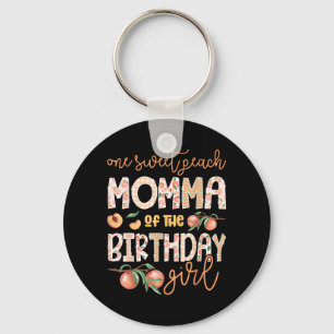 Momma Of The Birthday Girl One Sweet Peach 1st Keychain