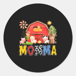 Momma Red Farm Cow Birthday Boy Matching Family Pa Classic Round Sticker