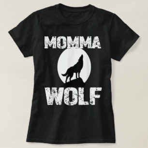 Momma Wolf Moon Silhouette Design T-Shirt