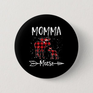 Momma X-mas Moose Santa Family Matching Pyjamas 2 Inch Round Button