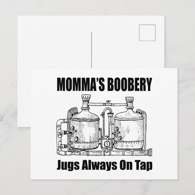 Momma's Boobery Jugs Always On Tap Postcard (Front/Back)