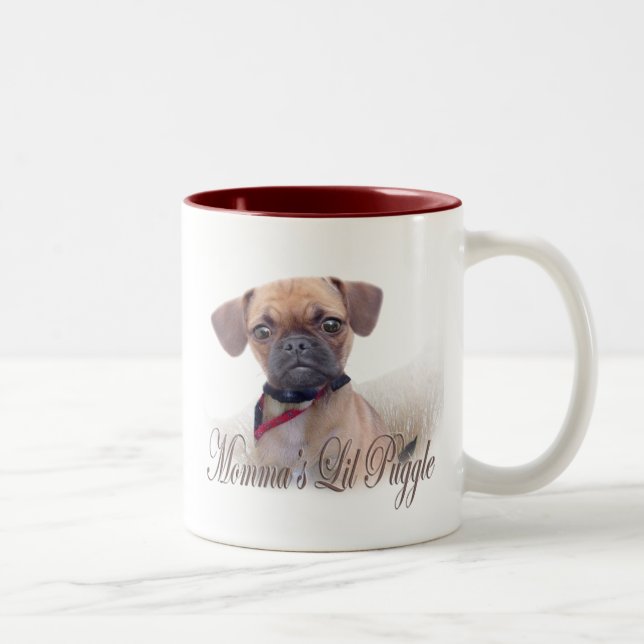 Momma's Lil Puggle Two-Tone Coffee Mug (Right)