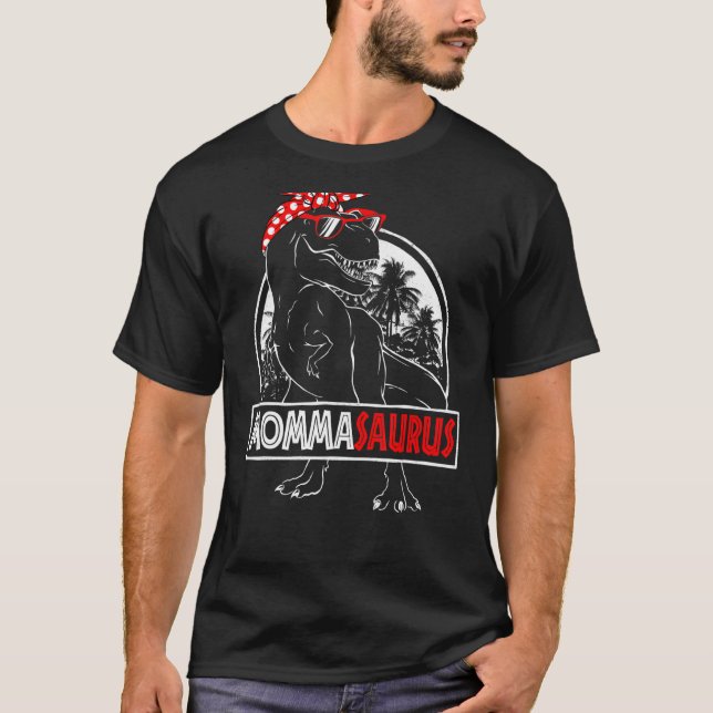 Mommasaurus Dinosaur Mama Momma Saurus Sunset Moth T-Shirt (Front)
