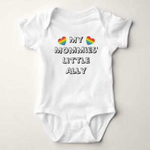 Mommies' Ally Rainbow Hearts Two Moms Cute Pride   Baby Bodysuit
