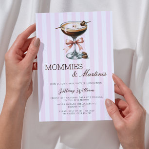Mommies and Martinis Pink Bow Pink Girl Invitation