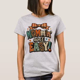 Mommin' Ain't Easy Retro Mom Life Groovy Leopard P T-Shirt