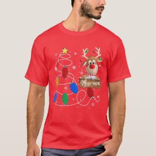 Mommom Reindeer Lights Christmas Tree Cute Christ T-Shirt