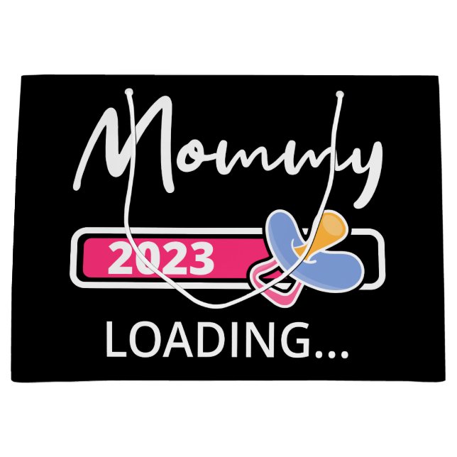 Mommy 2023 Loading I - Promoted To Mom Large Gift Bag (Front)