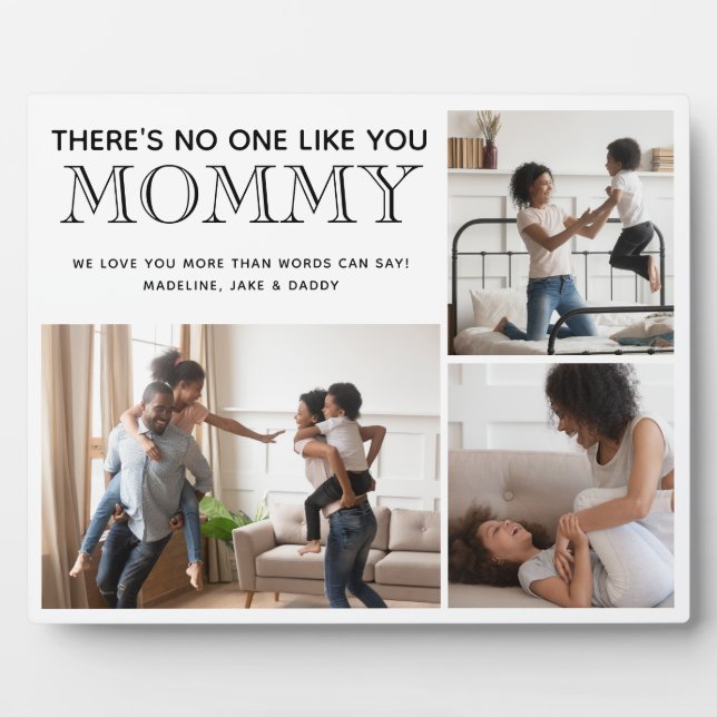 Mommy 3 Photo Collage Childrens Names Plaque (Front)